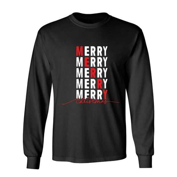 Merry Merry Christmas Sarcastic Humor Novelty Men's Long Sleeve Shirts