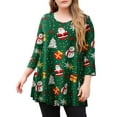 thumbnail image 1 of Attraco Womens Plus Size Tunic Tops Christmas Santa Print Plaid Blouse Shirt, 1 of 8