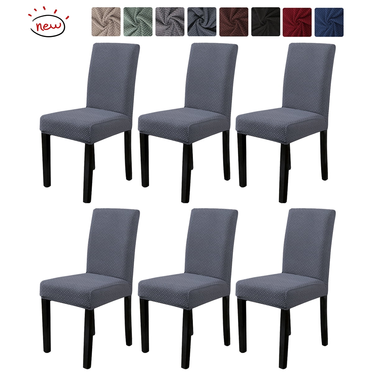 CJC 6 Pack Dining Chair Covers Knitted Stretch Armless Chair Slipcovers
