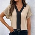 thumbnail image 7 of Mittory Womens Tops Dressy Casual Short Sleeve Business Shirts V Neck Pleated Work Blouses Loose Fit Fall Trendy, 7 of 7