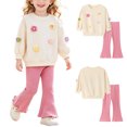 thumbnail image 5 of Curenmufel Crewneck Pullover and Long Pants Girls Matching Set Fall Winter Clothes 2T (Pink,2 Years), 5 of 9