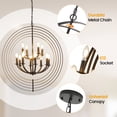 thumbnail image 6 of Black Chandelier,12-Light Farmhouse Chandelier for Dining Room Lighting Fixtures Hanging,Modern Chandelier for Bedroom,Foyer,Hall,Kitchen,Living Room and Entryway, 6 of 8