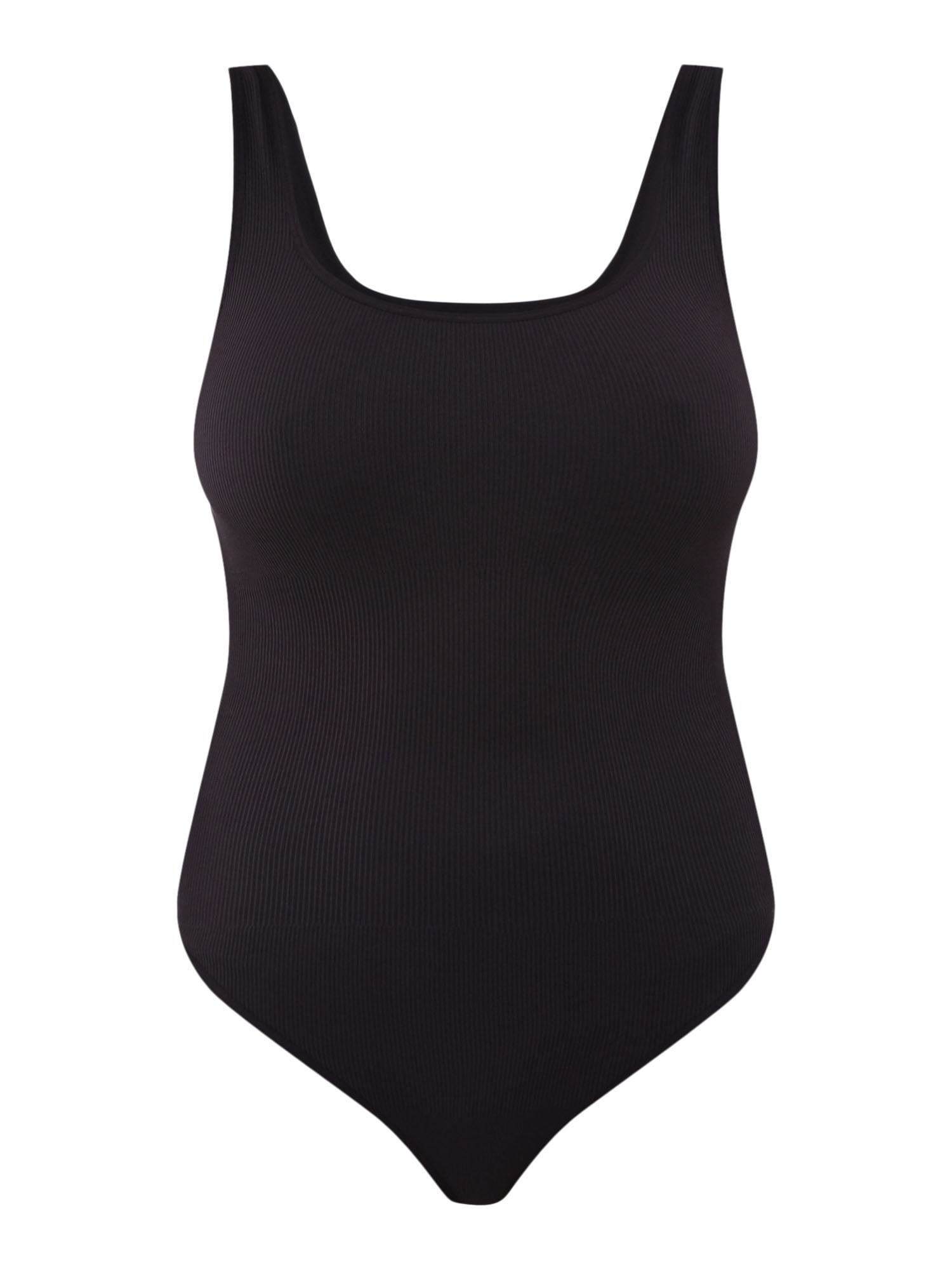 No Boundaries Women's Seamless Smoothing Rib Square Neck Bodysuit, Sizes XS-XXXL