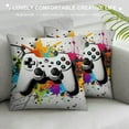 thumbnail image 3 of RUIYC Throw Pillow Cover Gamer Modern Console Controller Color Splashes Motif Polka Dots Decor Lumbar Pillow Case Cushion for Sofa Couch Bed Standard Queen, 3 of 5