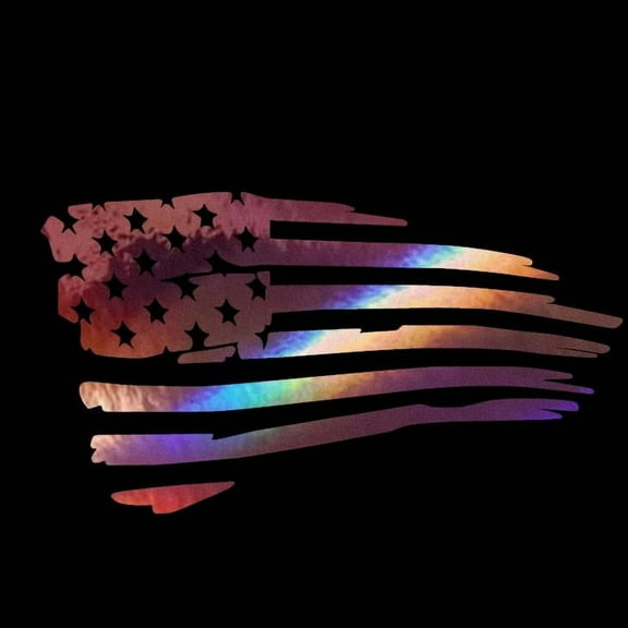 American Flag USA Tattered Vinyl Decal Sticker UV & Waterproof Bumper Window Laptop Automotive Water Bottle Gift accessories – ROSE GOLD HOLO 7"