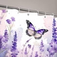 thumbnail image 2 of 4 Pcs Purple Floral Lavender Flower Shower Curtain Set Bathroom Sets with Waterproof Fabric Shower Curtain and Non-Slip Rugs Toilet Lid Cover Bath Mat Decor with Hooks(72x72 Inch), 2 of 6