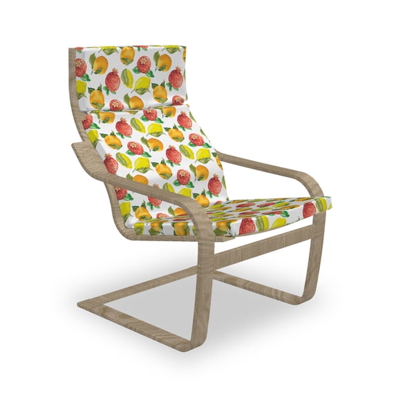 Fruit Armchair Pad and Slipcover, Vitamin C Pattern of Seasonal Orange Pomegranate Lemon, 1 Piece Soft Cushion Replacement with Removable Cover, Multicolor, by Ambesonne