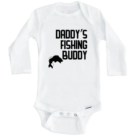 

Daddy s Fishing Buddy One Piece Baby Bodysuit (Long Sleeve) 0-3 Months White