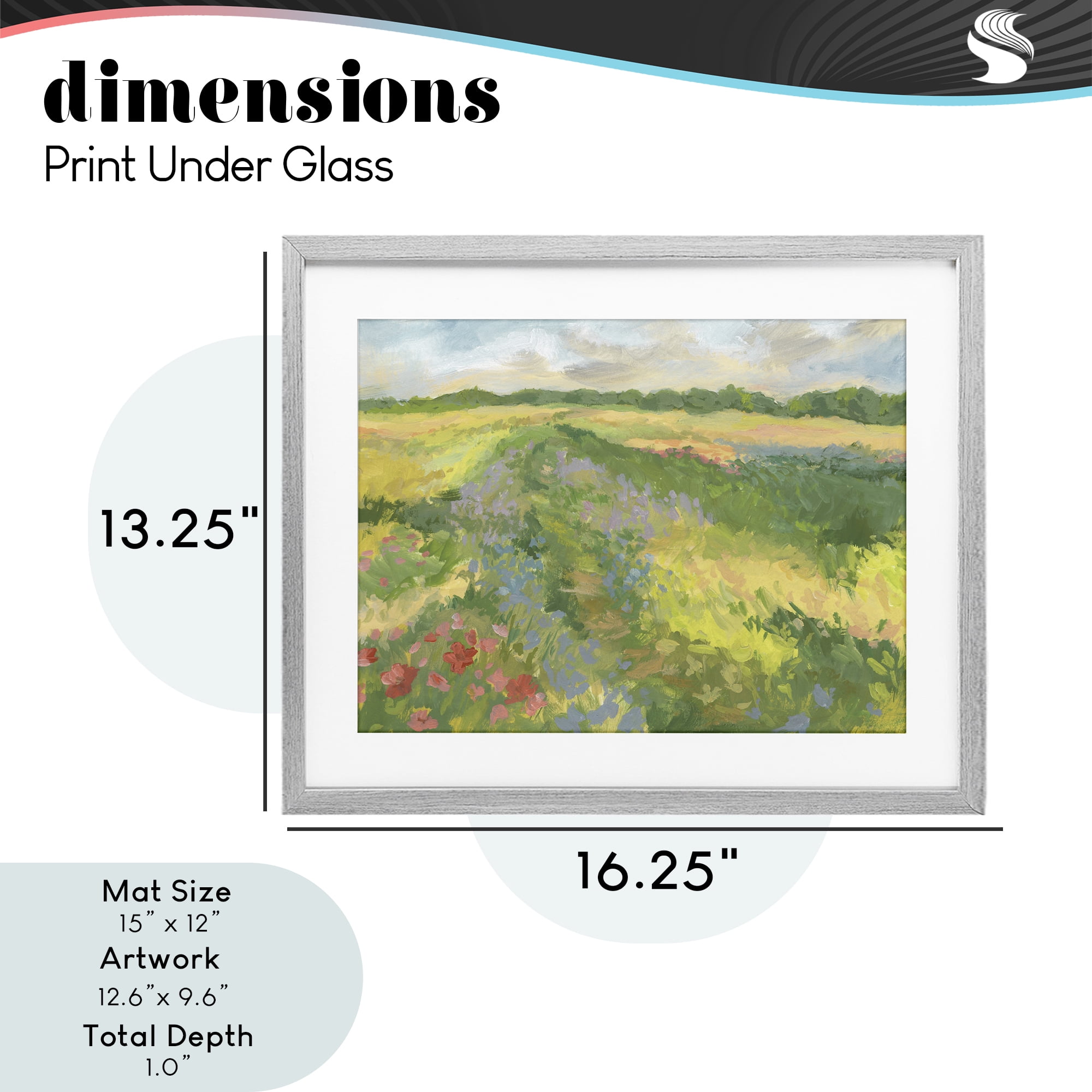 Stupell Industries Windswept Flower Meadow Gray Framed Print Under Glass, design by Victoria Barnes