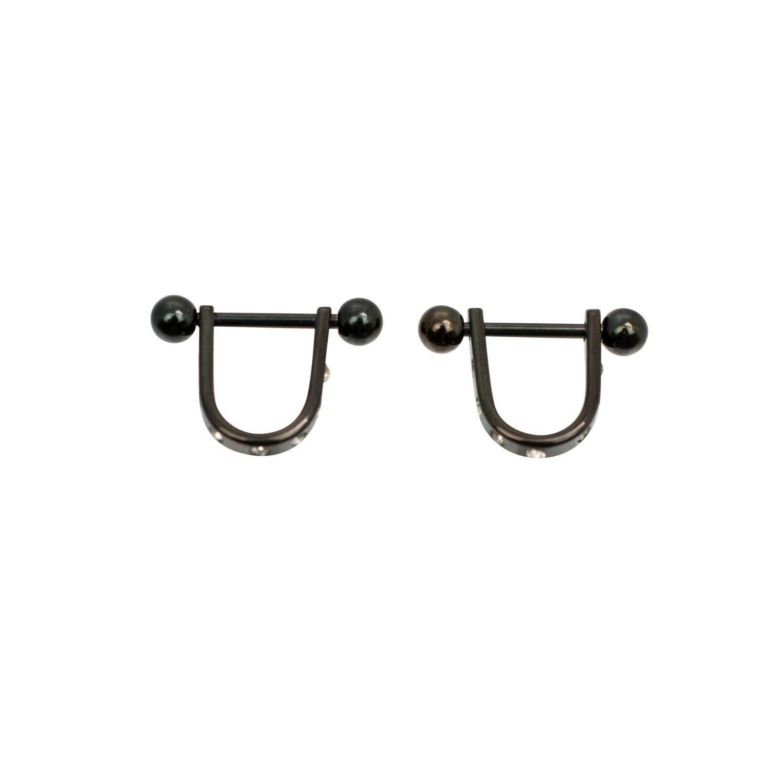 Nipple Shields U Shape Anodized Black with Cubic Zirconias Sold as a Pair 14G