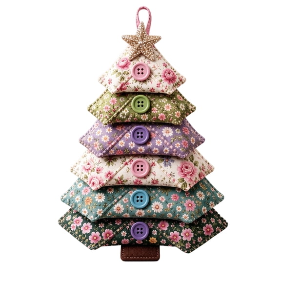 DIY Quilted Christmas Fabric Tree Kit, Vintage Plaid Fabric Sewing Craft Set, Handmade Desktop Christmas Tree Decor Kit for Holiday Party Decoration