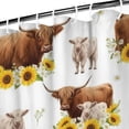 thumbnail image 3 of White Highland Cow Sunflower Calf Pattern Shower Curtain 84"x72" ,Bathroom Decorative Shower Curtains Set with 12 Hooks,Modern Waterproof Washable Shower Curtain, 3 of 6
