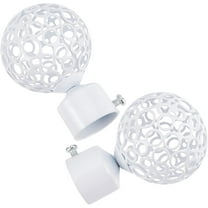 2PCS Round Curtain Rod Finials 28mm Drapery Pole End White Ball Cage Replacement Decorative End Head Caps for Home Office Curtain Roman Rod Decor Accessories (8.8x5.9cm)