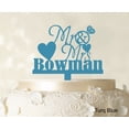 thumbnail image 1 of Personalized Mr & Mrs Wedding Cake Topper Personalized Turquoise Blue Cake Topper Color Option Available 5-7 Inches Wide, 1 of 1