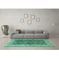 thumbnail image 3 of Ahgly Company Indoor Round Persian Turquoise Blue Traditional Area Rugs, 7' Round, 3 of 4