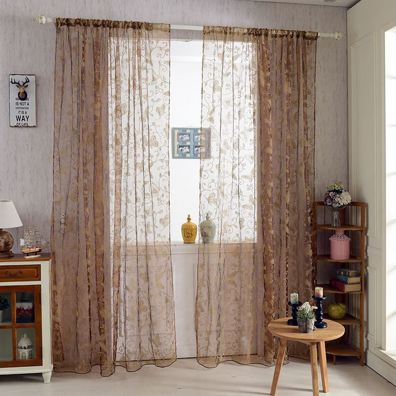 1X Valances Tulle Butterfly Calico Door Window Curtain Drape Panel Scarf Divider 