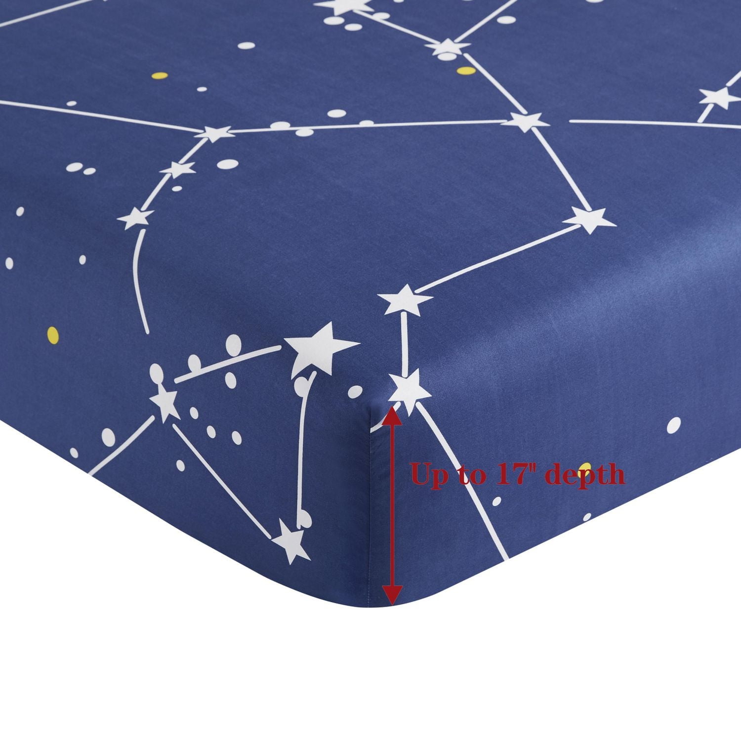 Marina Decoration Soft Silky Rich Printed Rayon from Bamboo All Season Duvet Cover Fitted Sheet Ensemble Bedding Set with Zipper and Corner Tie, Navy Blue Asterism Pattern