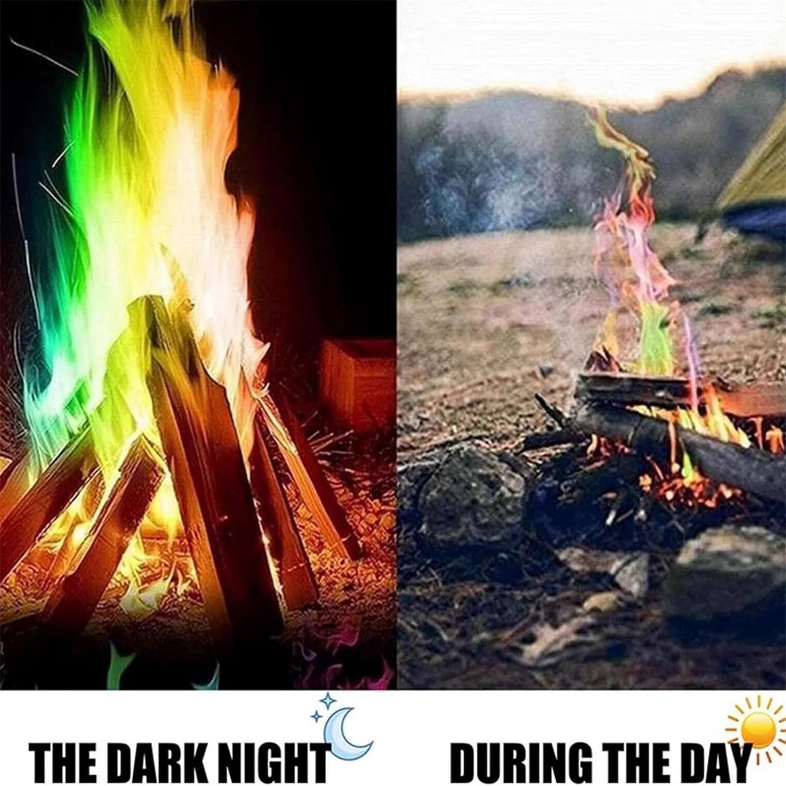 Cooking Utensils 1*Colored Flame Powder Magical Colourful Flame Powder Fire Outdoor Fireplaces Flame Color Changer Party Beach Bonfire Festival Flame Color Changing Tool for Halloween