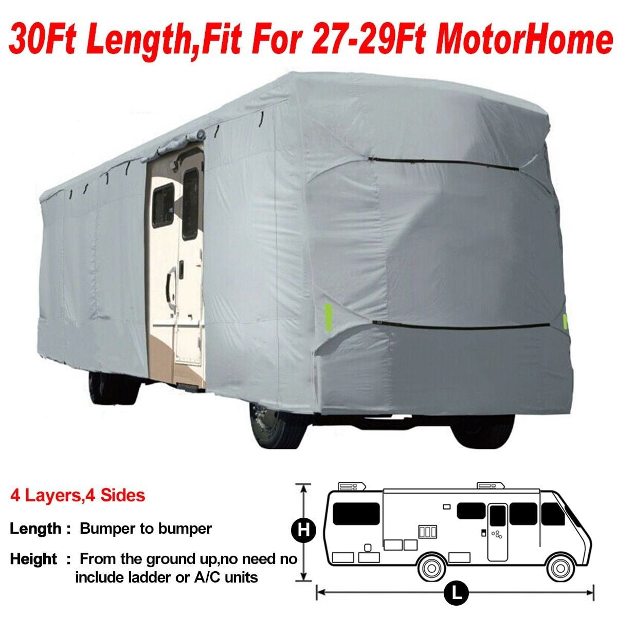Waterproof Superior RV Motorhome Fifth Wheel Cover Covers Class A B C Fits Length 20-25 New Travel Trailer Camper Zippered Panels Allow Access To The Door Engine And Both Side Storage Areas