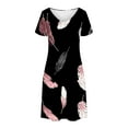 thumbnail image 4 of Levmjia Womens Summer Casual Dress V-Neck Short Sleeve Flowy Polyester Floral Print Beach Vacation Sundress Comfortable Lightweight Multi Color Options, 4 of 7