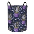thumbnail image 2 of Balery Lavender Flowers Round Laundry Basket with Handles Waterproof Freestanding Laundry Hamper for Clothes Toys in the Dorm and Family-Small, 2 of 8