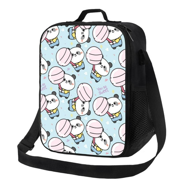 Vsdgher Cute Panda Bear Pattern Reusable Lunch Box, Insulated Lunch Bag Thickened Thermal Leakproof Lunch Tote Bag for Adult Office & Travel Picnic