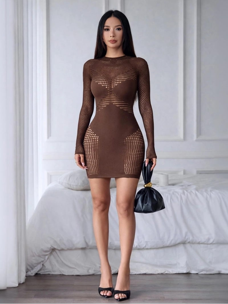 bodycon fishnet dress Fishnet Bodycon Dress One Size Fits All – SD XOTIC main image 0
