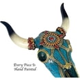 thumbnail image 4 of Urbalabs Teal & Gold Western Gem Stone Longhorn Cow Skull and Horns Sculpture Faux Taxidermy Animal Western Wall Mount Decor 9 Inches Wide Bull Statue Ranch Decoration Hand Painted, 4 of 7