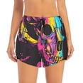 thumbnail image 3 of Uemuo Neon Gothic Skull Moon Pattern Women's Athletic Shorts High Waisted Running Shorts with Liner Pockets Gym Elastic Workout Shorts-XX-Large, 3 of 9