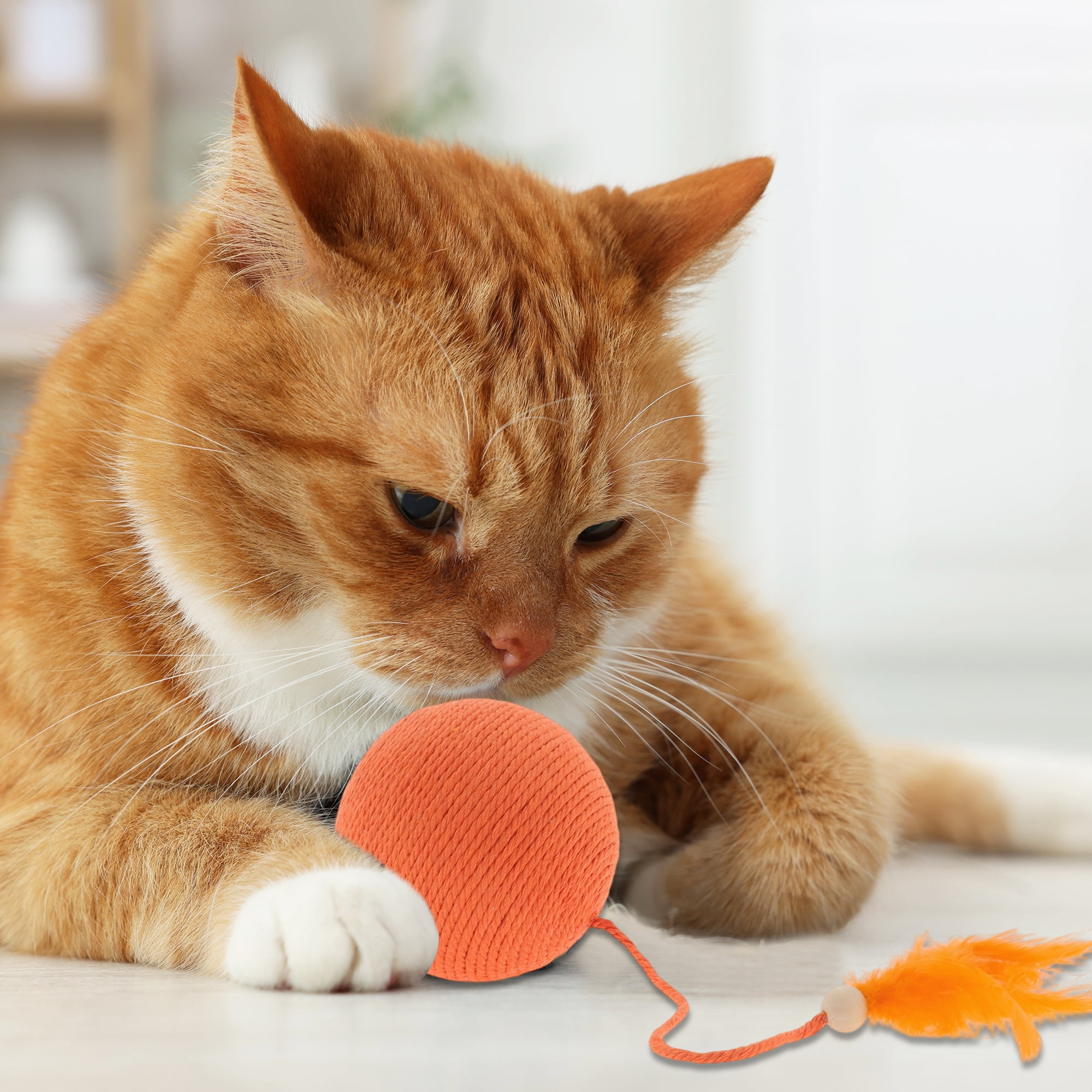 Unique Bargains Cat Playing Balls with Bell Inside Orange
