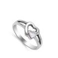 thumbnail image 4 of CHOOSE YOUR COLOR Sterling Silver Women's Simulated Mother of Pearl Ring Heart Love 925 Band 8mm Female Size 5, 4 of 4