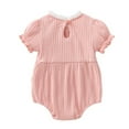 thumbnail image 3 of Chbgutlmr Newborn Baby Clothes for Girls Summer Ruffle Short Sleeve Onesie Toddler Bowknot Cute Comfy Rompers, 3 of 7