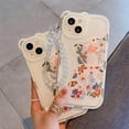 thumbnail image 3 of Compatible with iPhone 11 Pro Max Case, Cute Flowers Floral Bear Cover with Lovely Wrist Strap Bracelet Chain for Girls Women, Clear Kawaii Camera Protection Pretty Trendy Phone Skin, 3 of 14