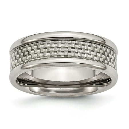 425 Carbon Fiber - Roy Rose Jewelry Titanium & Grey Carbon Fiber 8mm Polished Band Size 12.5