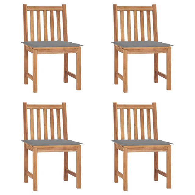 Juego de sillas de patio VidaXL, 4 sillas con cojines de madera de teca, color marrón