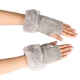 thumbnail image 2 of 3 pares de guantes de piel nuevos guantes de lana tejidos dedos abiertos medio dedo guantes de lana sintética C, 2 of 5