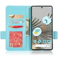 thumbnail image 3 of Wallet Case for Google Pixel 7, Soft Silicone Lychee Pattern PU Leather Shockproof Flip Cover with Card Slots Holder Magnetic Clasp Lock Drop Resistant Kickstand Phone Case,Cyanblue, 3 of 6