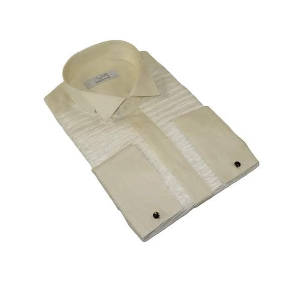 Mens CEREMONIA Tuxedo shiny Shirt 100% Cotton Turkey Slim Fit #stn 17 pta ivory