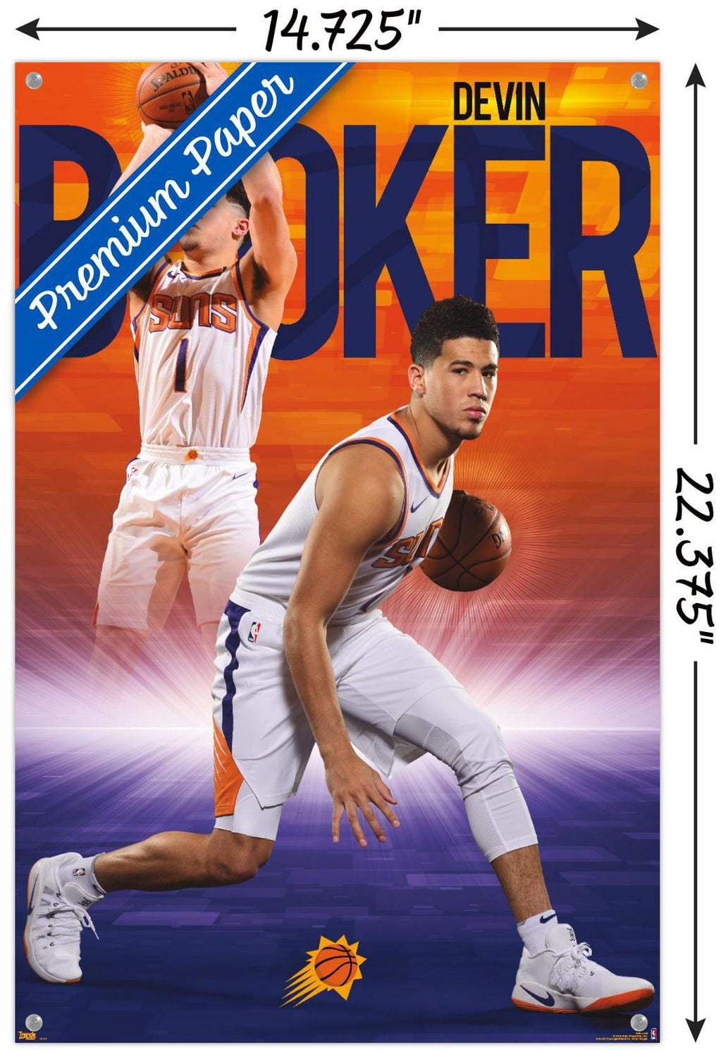 NBA Phoenix Suns - Devin Booker 18 Wall Poster, 22.375" x 34" Framed