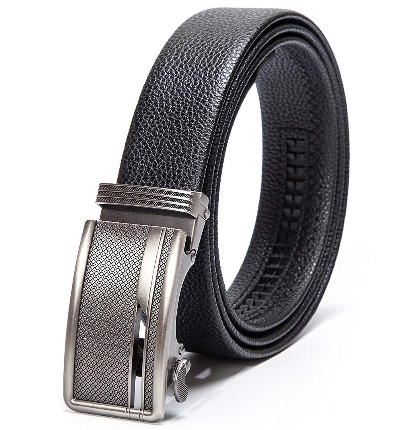 Men's Belt Genuine Leather Belt Automatic Buckle Ratchet Dress Belt for ...