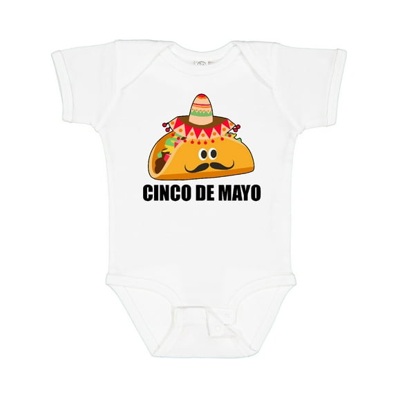 Inktastic Cinco De Mayo with Taco with Eyes Mustache and Sombrero Boys or Girls Baby Bodysuit