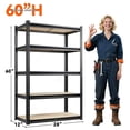 thumbnail image 2 of 60/72-Inch Heavy-Duty 5-Tier Metal Garage Shelving, Adjustable Industrial Storage Rack, Easy Assembly, for Industrial, Garden, Warehouse, Basement, Storage Room, Indoor & Outdoor Use, 2 of 7