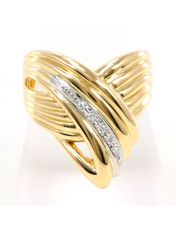 Pre-Owned PT900 Platinum 18K Yellow Gold Ring with 0.049ct Diamond, Certificate of...
