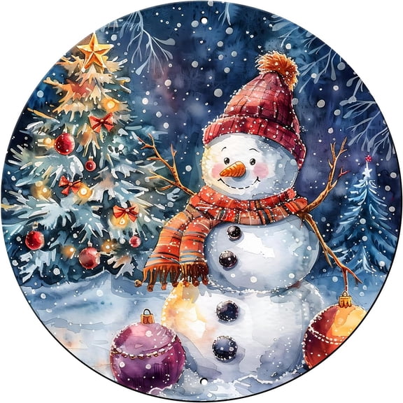 HELLOYOUNG Snowman Sign Winter Welcome Farmhouse Christmas Metal Tin Sign for Outdoor Outside Porch Rustic Snowflakes Wreath Wall Decor
