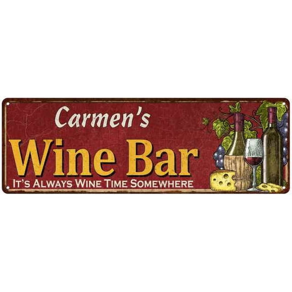 Carmen's Wine Bar Red Gift Home Kitchen Decor 6x18 Sign 206180056116