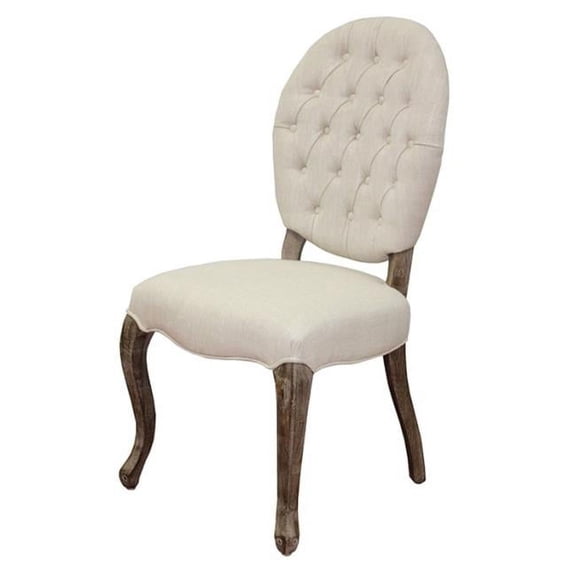 Moti Tufted High Back Chair, Ivory Linen - 40 x 25 x 20 in.