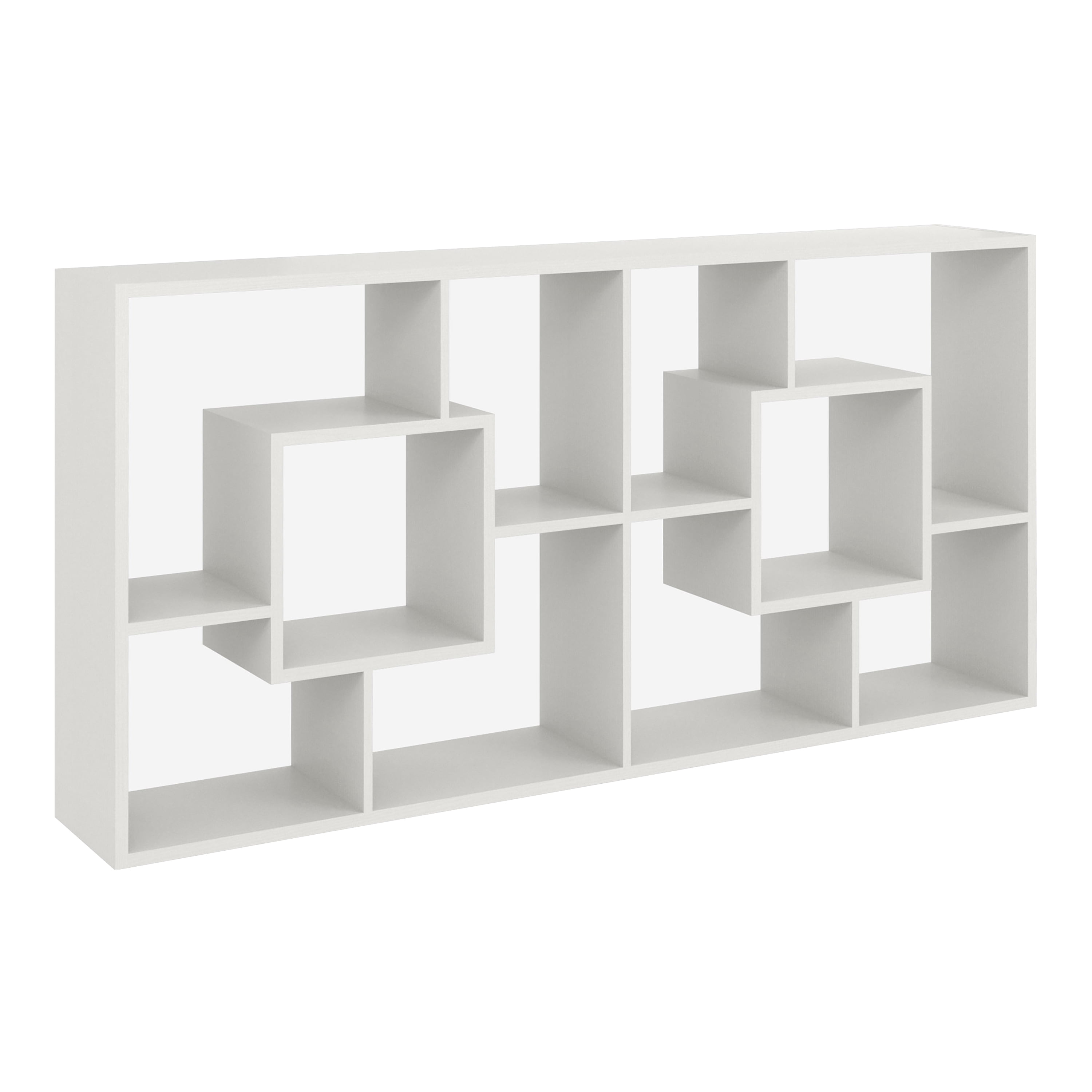 Furniture of America Darcy Modern 14-Shelf Geometric Bookcase, White