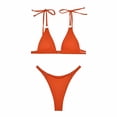 thumbnail image 2 of WREESH Womens String Bikini Sets Solid Color Swimwear Two-Piece Slim Swimsuit Bikini Straped Swimsuits Beach Bathing Suit Orange, 2 of 6