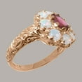 thumbnail image 3 of LBG British Made Solid 14k Rose Gold Natural Pink Tourmaline & Opal Womens Anniversary Ring - 33 size options - Size 12, 3 of 8