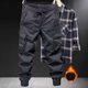 thumbnail image 4 of Pantalones de chándal con forro polar para hombre - Pantalones de senderismo con cintura elástica - Pantalones deportivos informales para actividades al aire libre, 4 of 8
